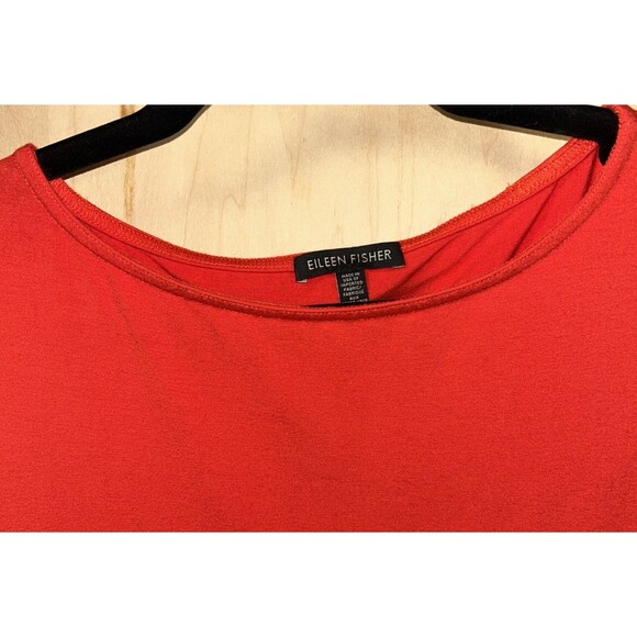EILEEN FISHER T Shirt Dress Short Sleeve Coral Red Comfy Size‎ XS - Picture 2 of 7